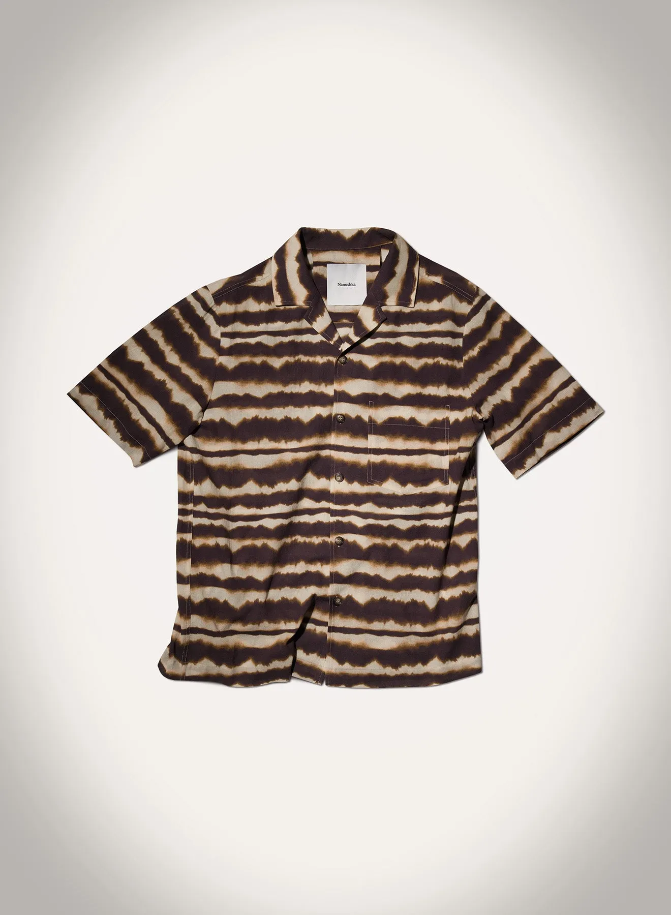 Flex Fit Shoulder Construction Bodil - Printed Cotton Voile Shirt - Tie Dye Stripe