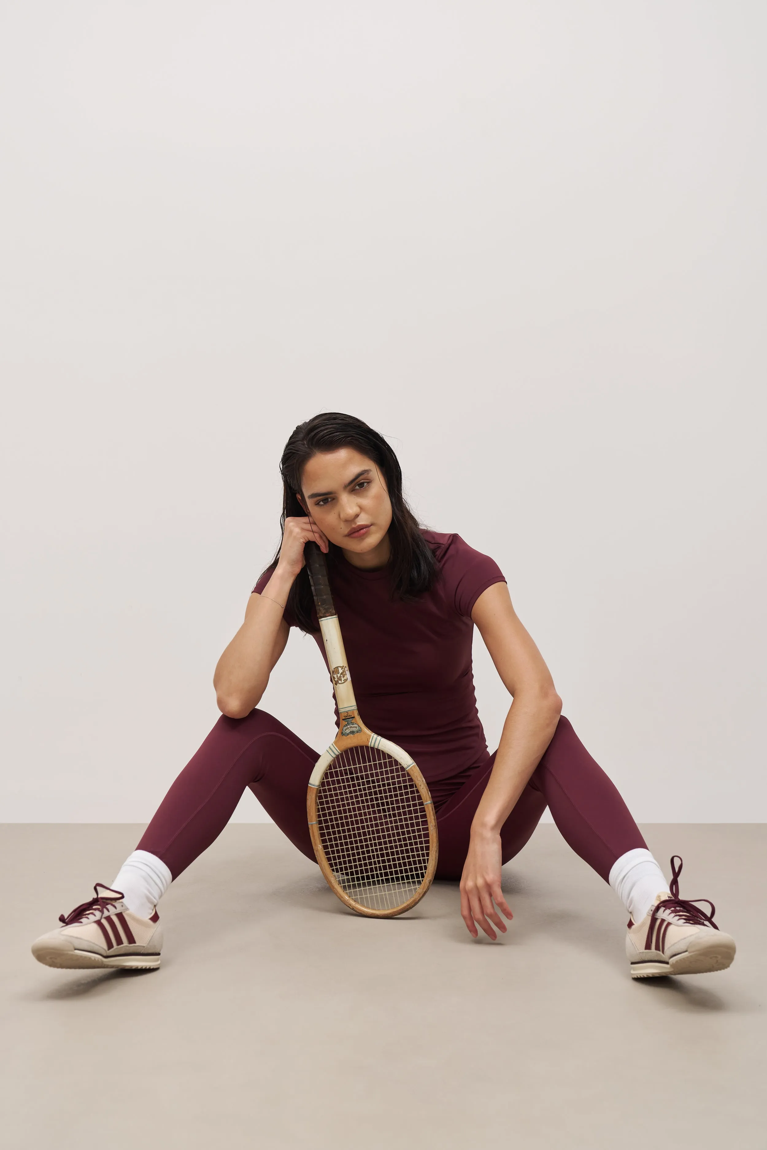 Base Sculpting T Shirt - Merlot anniversary wear snap buttoned