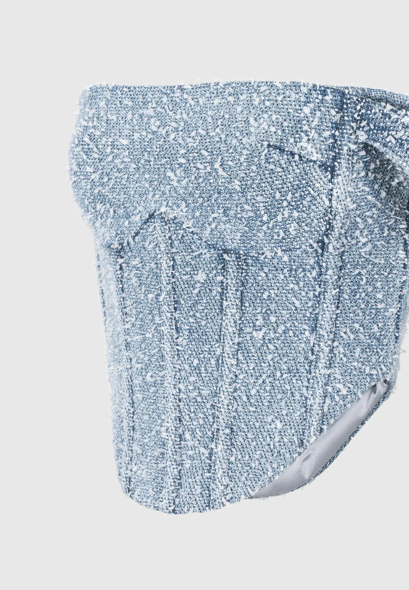 Classic Design Bonnie - Boucle Denim Bardot Corset Top - Mid Blue