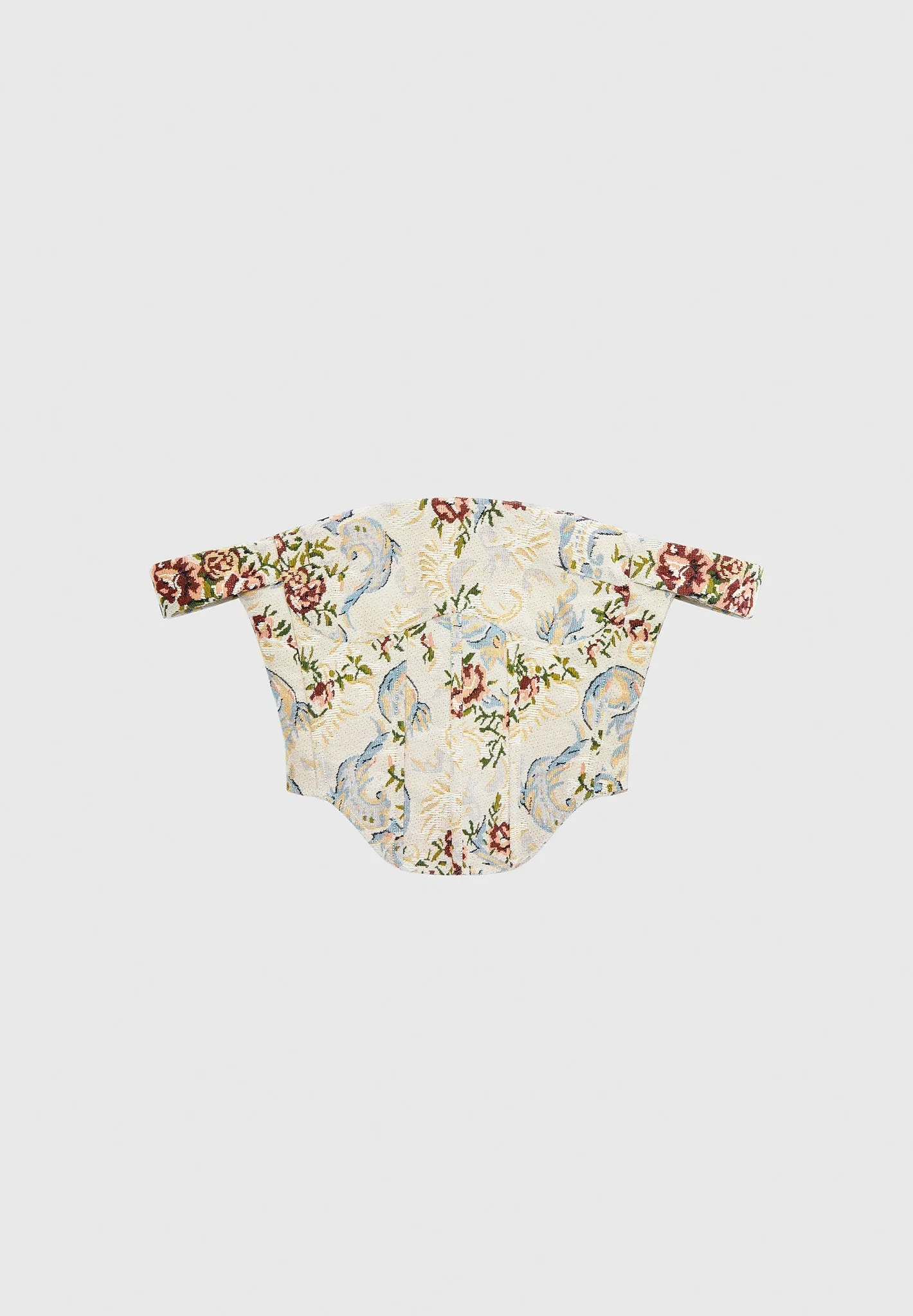 Bonnie - Floral Jacquard Bardot Corset Top - Beige Colorfast Material Fashion Layering