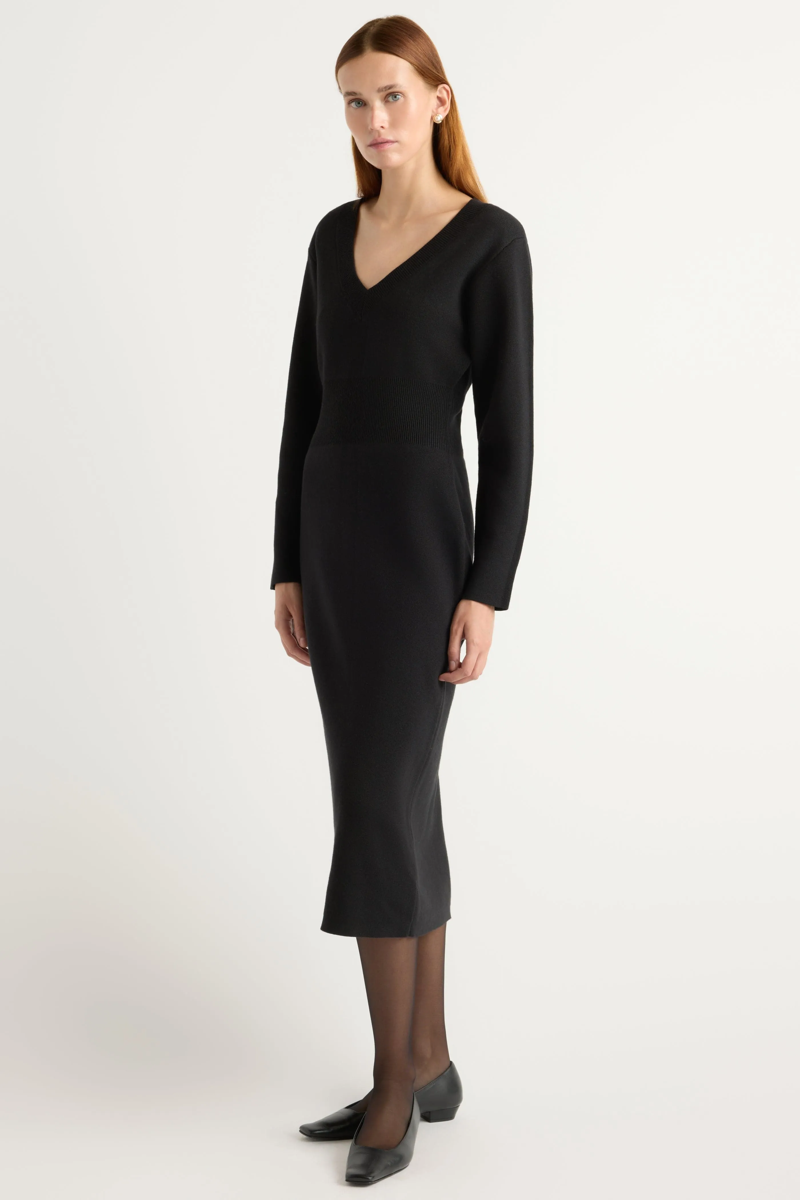 Outdoor Vibe Bora Off-Shoulder V-Neck Sweater Dress