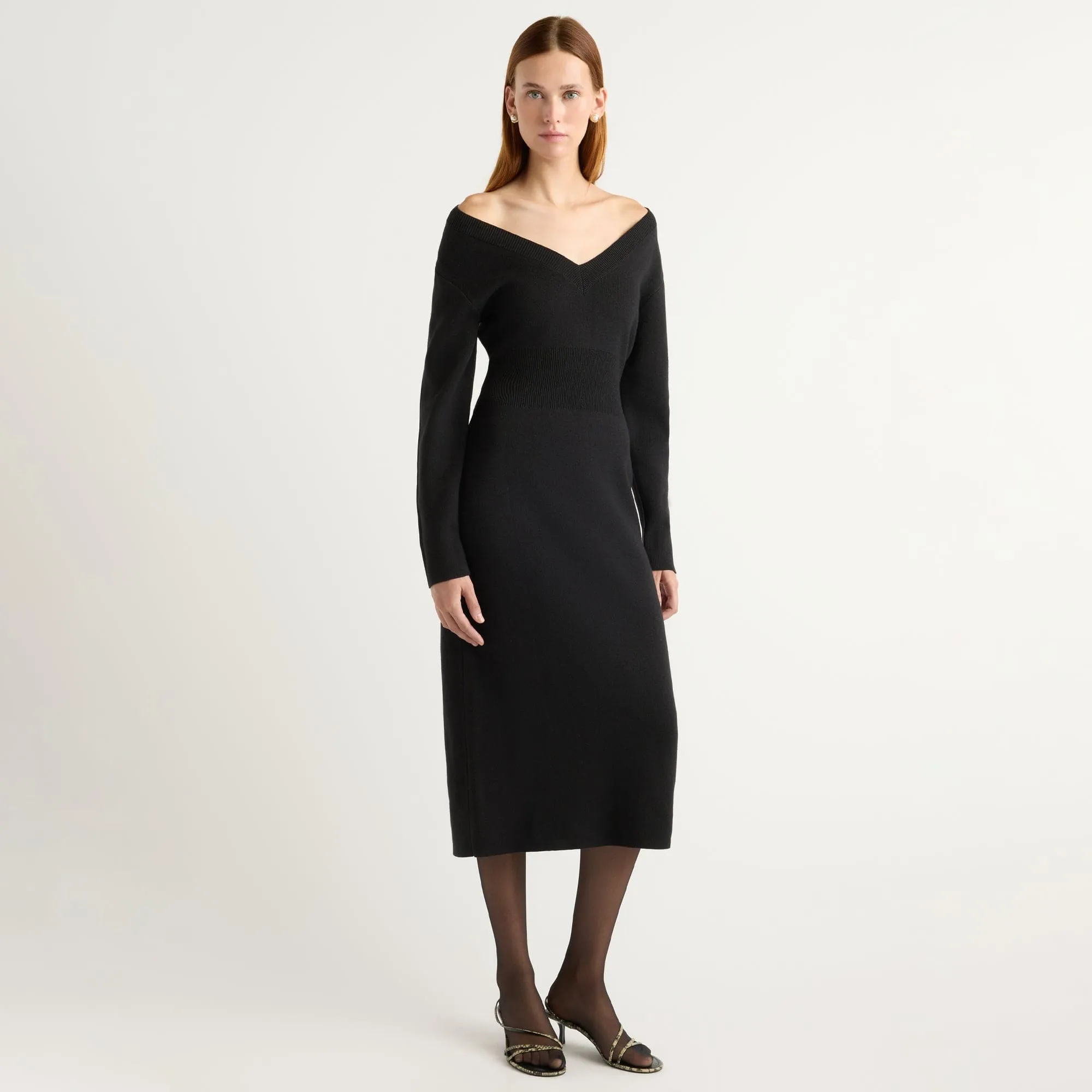 Bora Off-Shoulder V-Neck Sweater Dress Light and Breezy