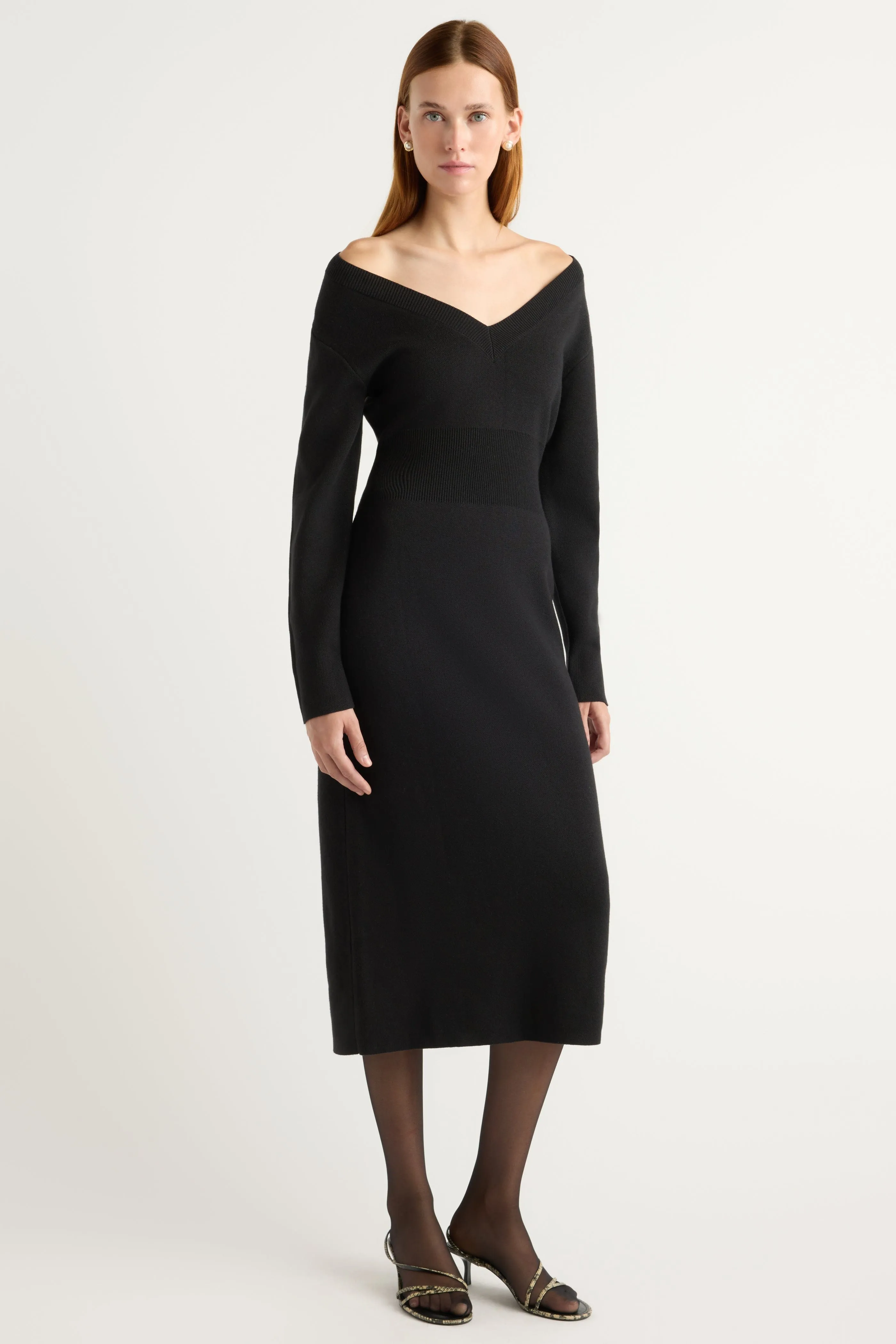 Casual Chic Bora Off-Shoulder V-Neck Sweater Dress