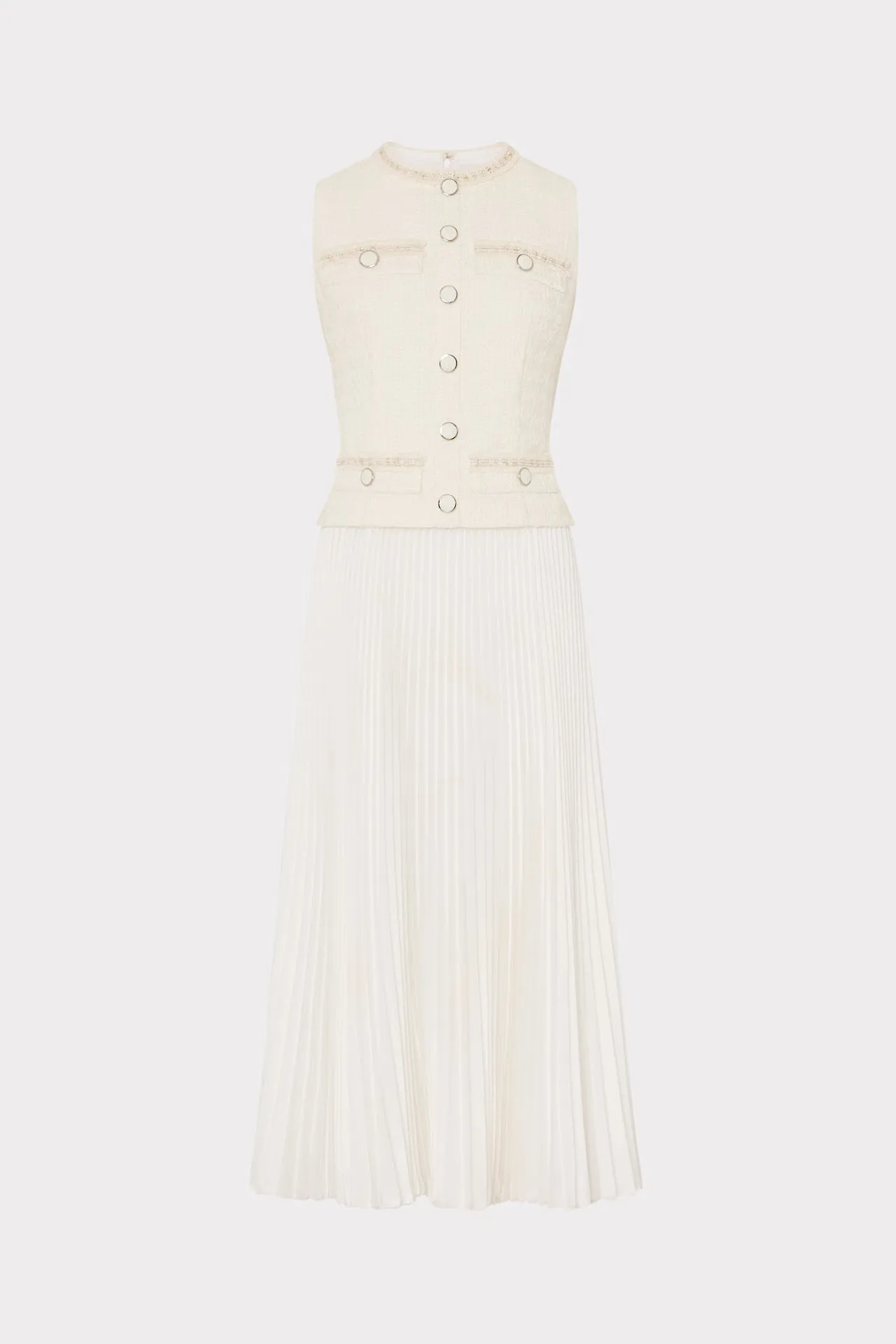 Boucle Mixed Media Midi Dress HeavyweightThermal