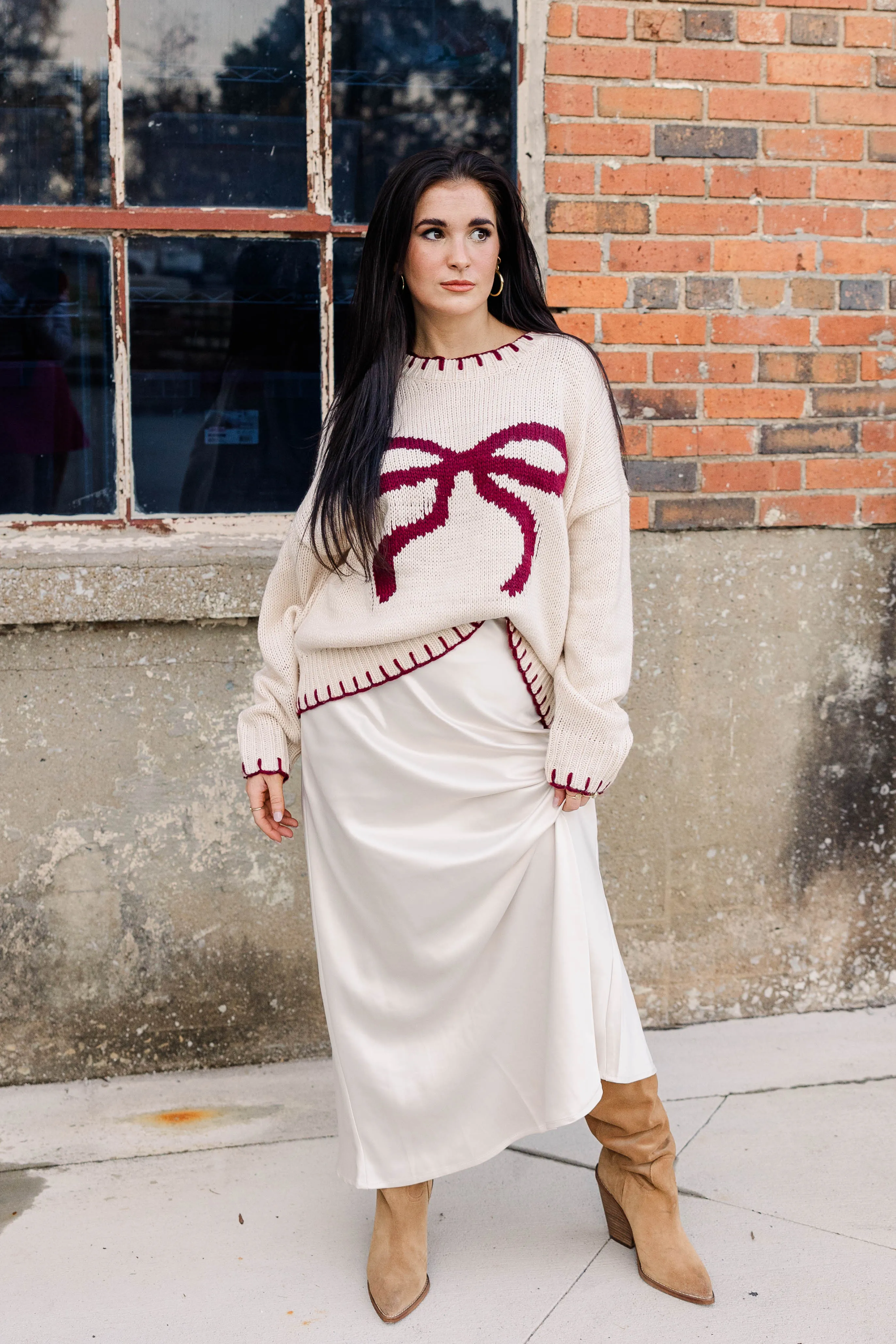 Bow Knit Oversized Sweater Oversized Silhouette