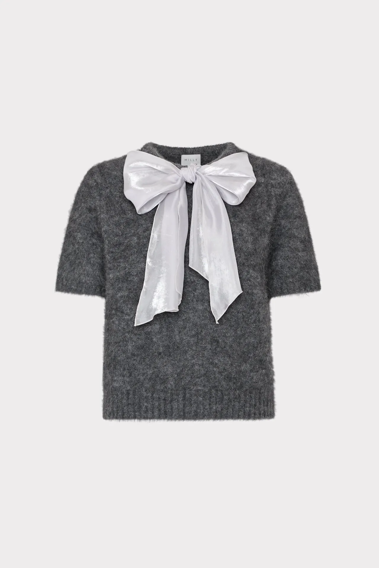 FrictionResistant Trim Bow Short Sleeve Sweater
