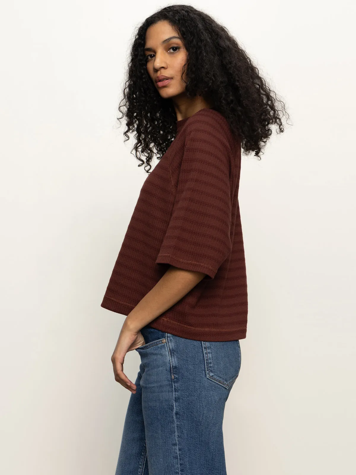Rayon blend Boxy Raglan Tee Chicory