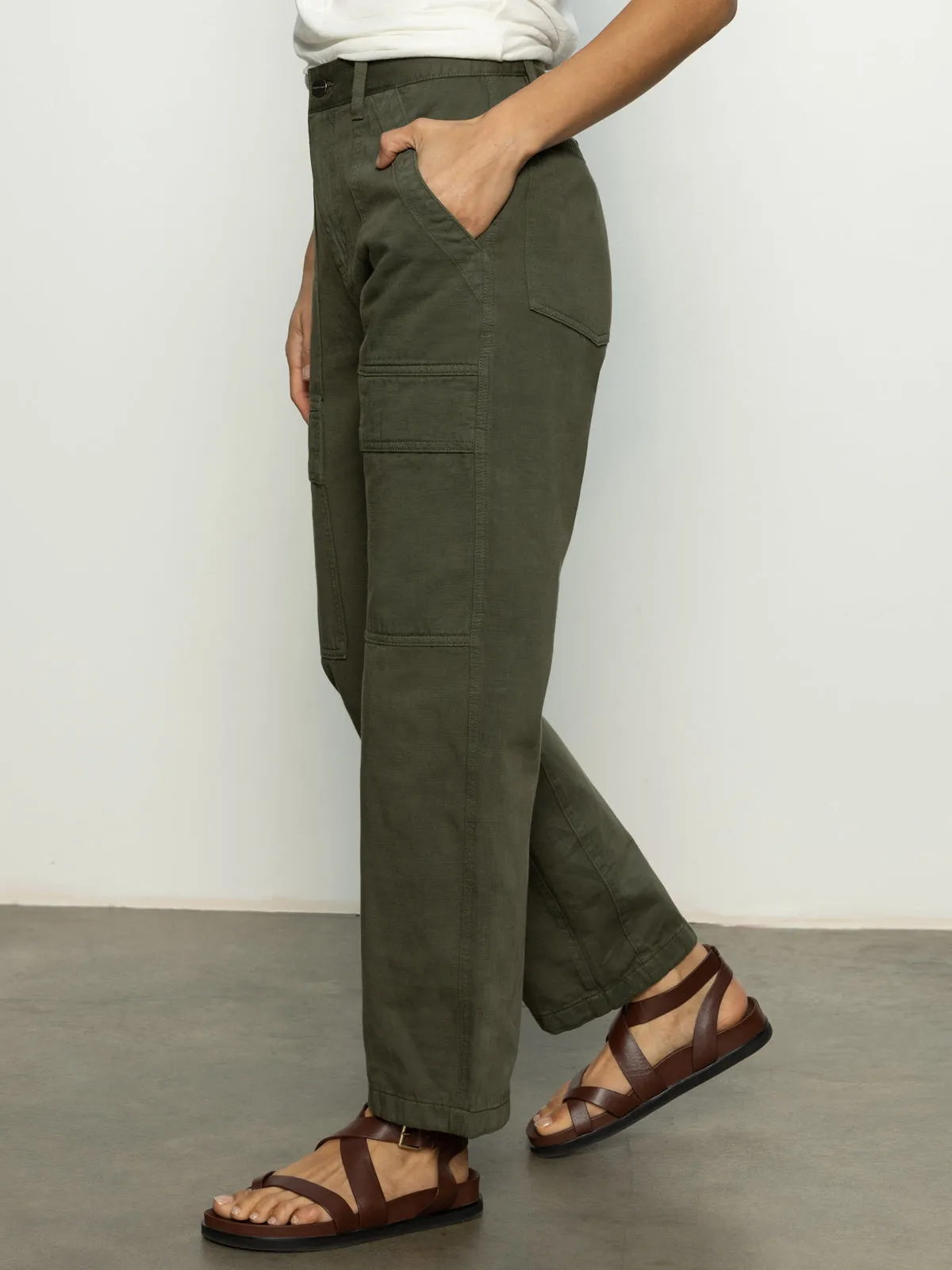 Hip Friendly Pockets Boyfriend Utility Pant Kalamata