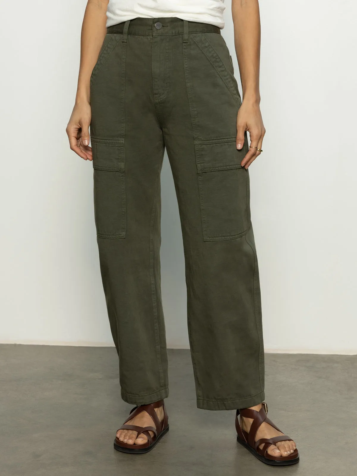 Chic Wear StretchMaterial Boyfriend Utility Pant Kalamata