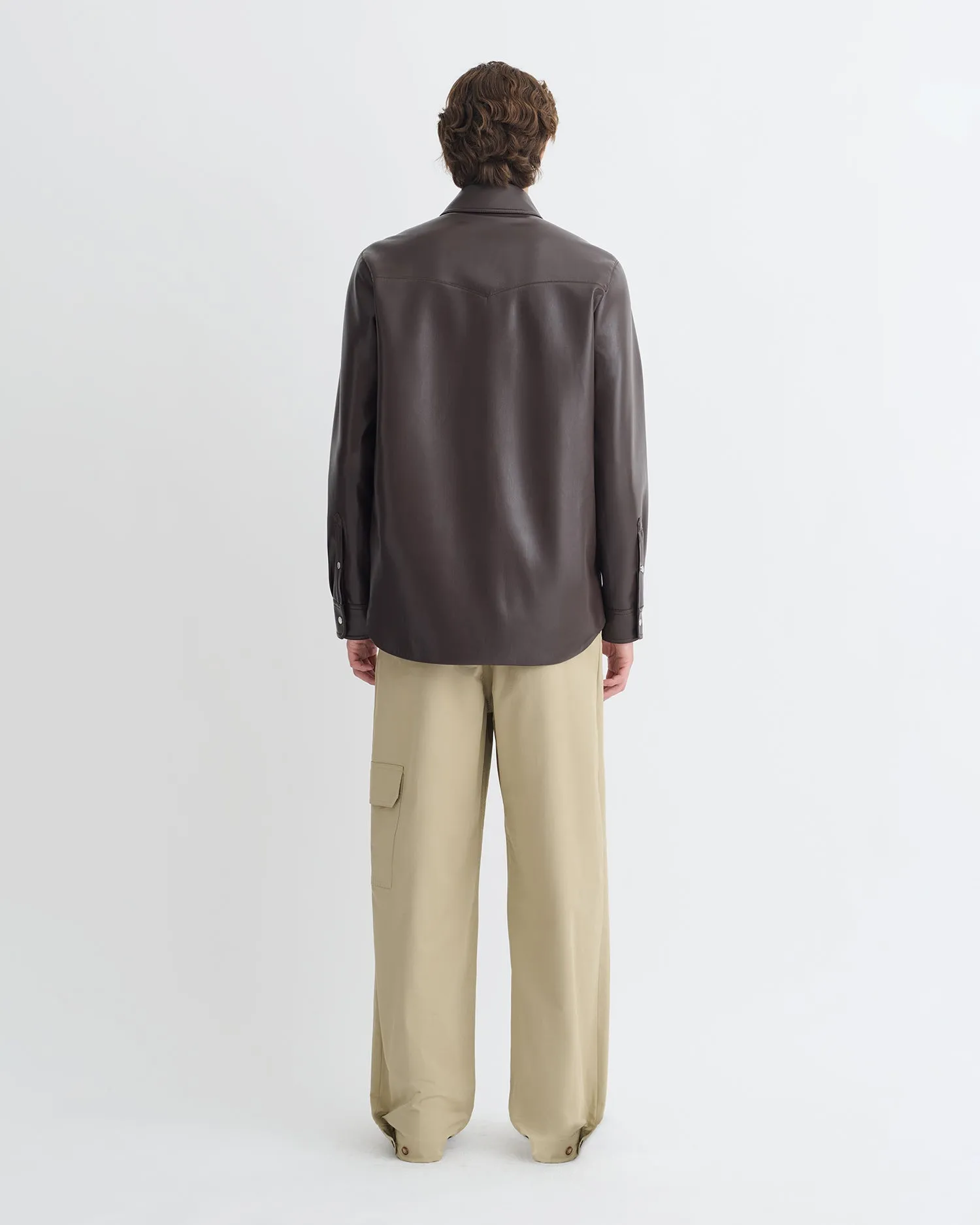 Braylo - Okobor? Alt-Leather Shirt - Coffee Ground Travel Fashion High Elasticity Blend