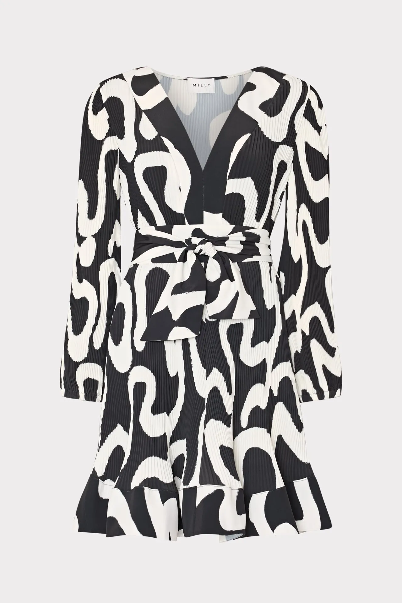 Low-Waist Liv Ink Swirl Pleated Dress