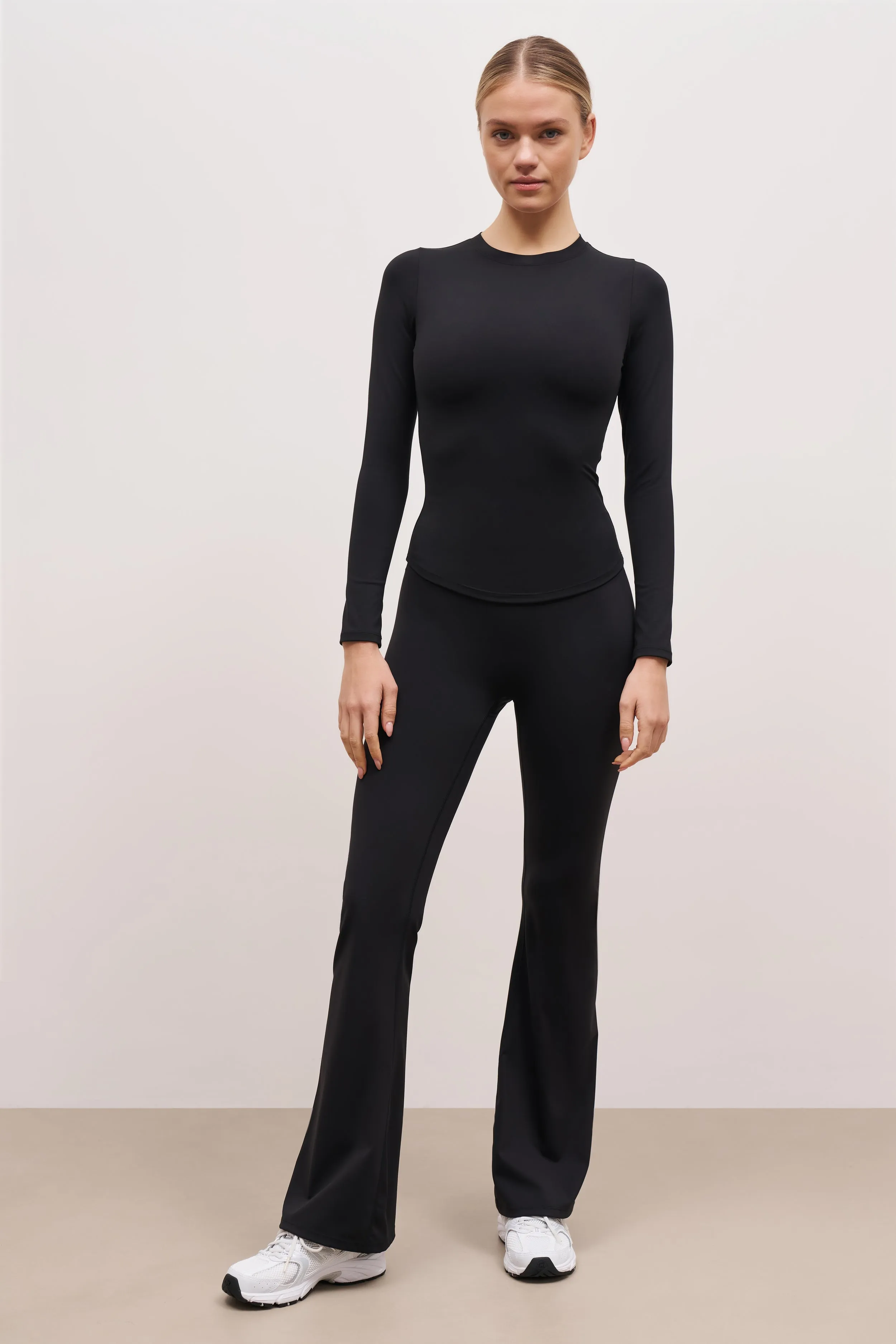 MultiPanelConstruction Base Sculpting Long Sleeve Top - Black