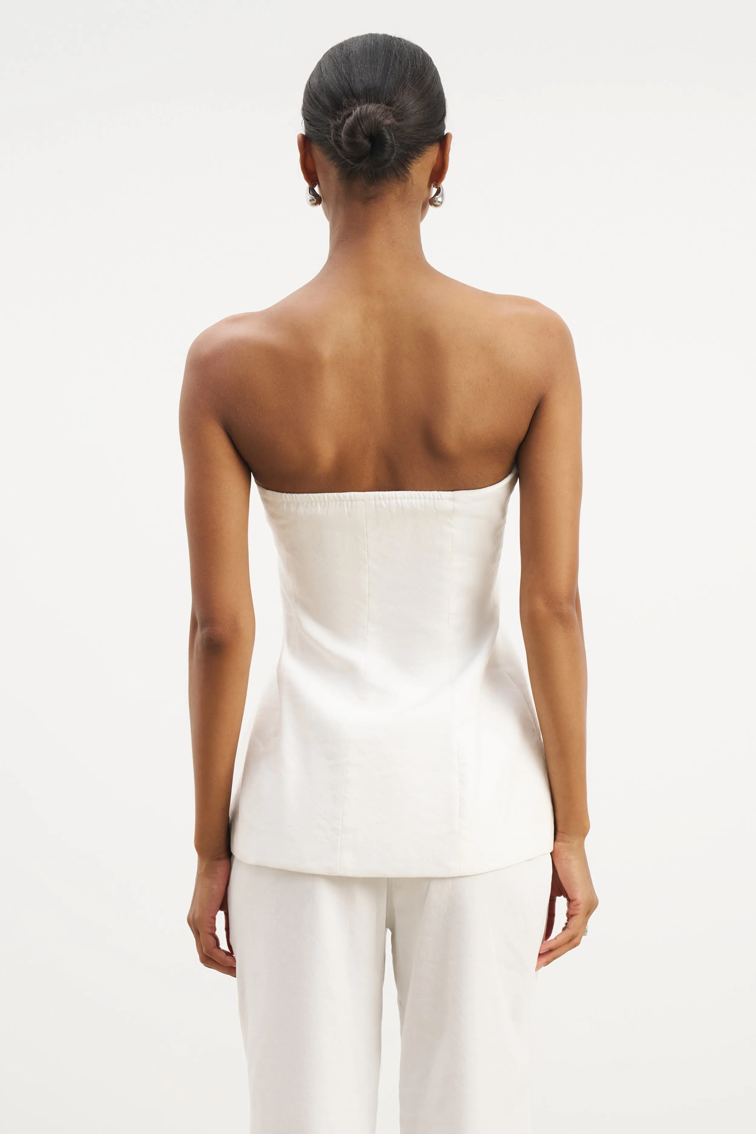 NonChafingEdges Breathable Design Strapless Linen A Line Bodice - White