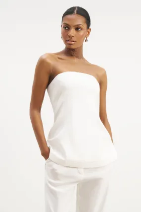 Basic Tank ArticulatedElbowShaping Strapless Linen A Line Bodice - White