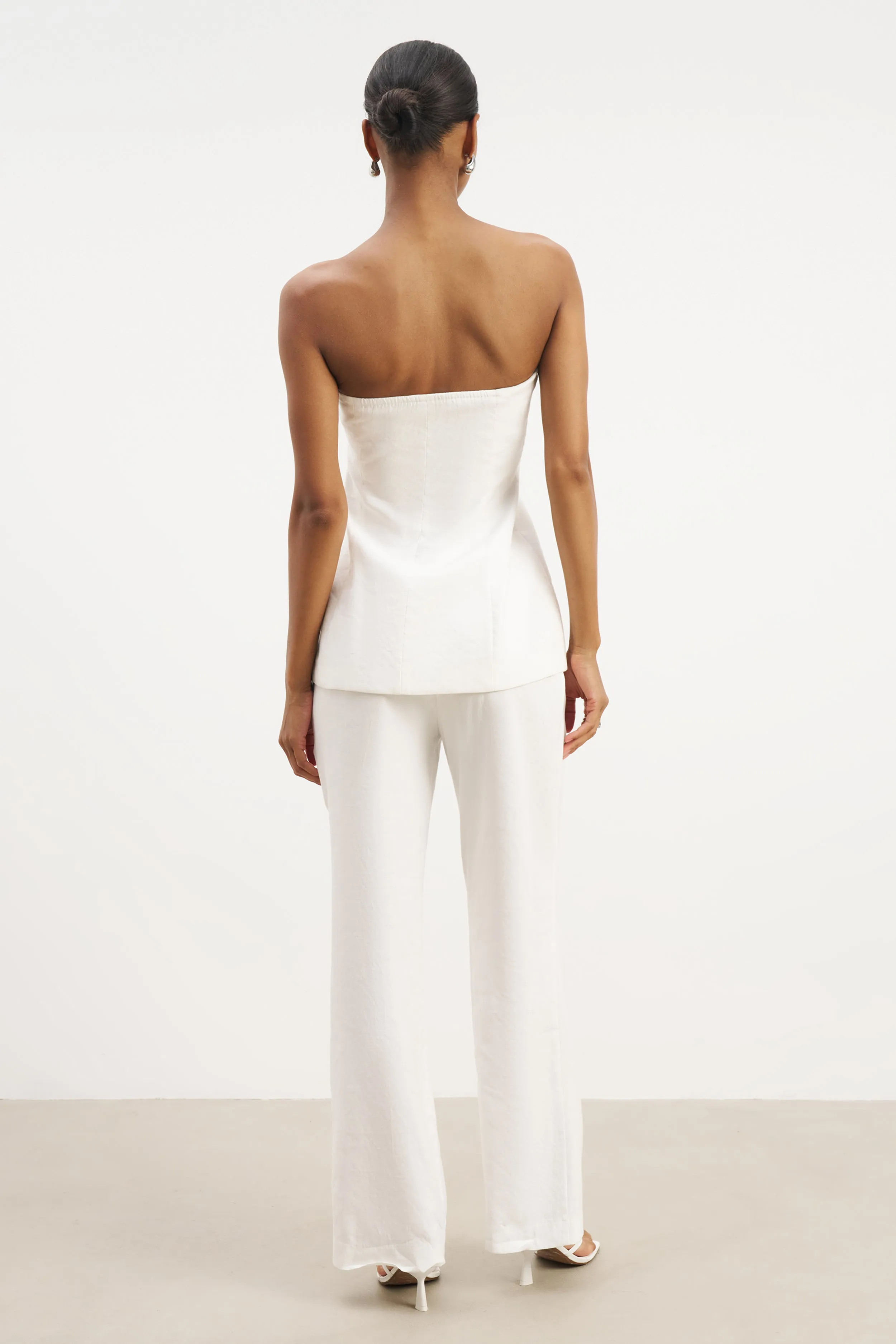 Strapless Linen A Line Bodice - White AntiPillingSurface Ultra Soft Texture