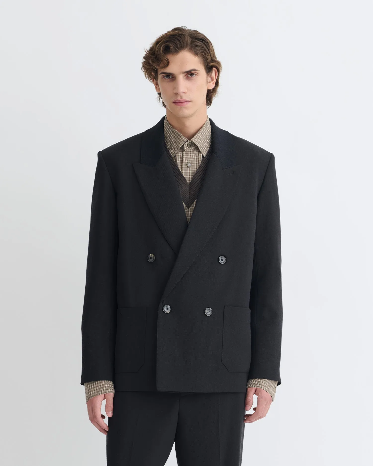 Anselm - Double-Breasted Crepe Twill Blazer - Black Band outfits for kids