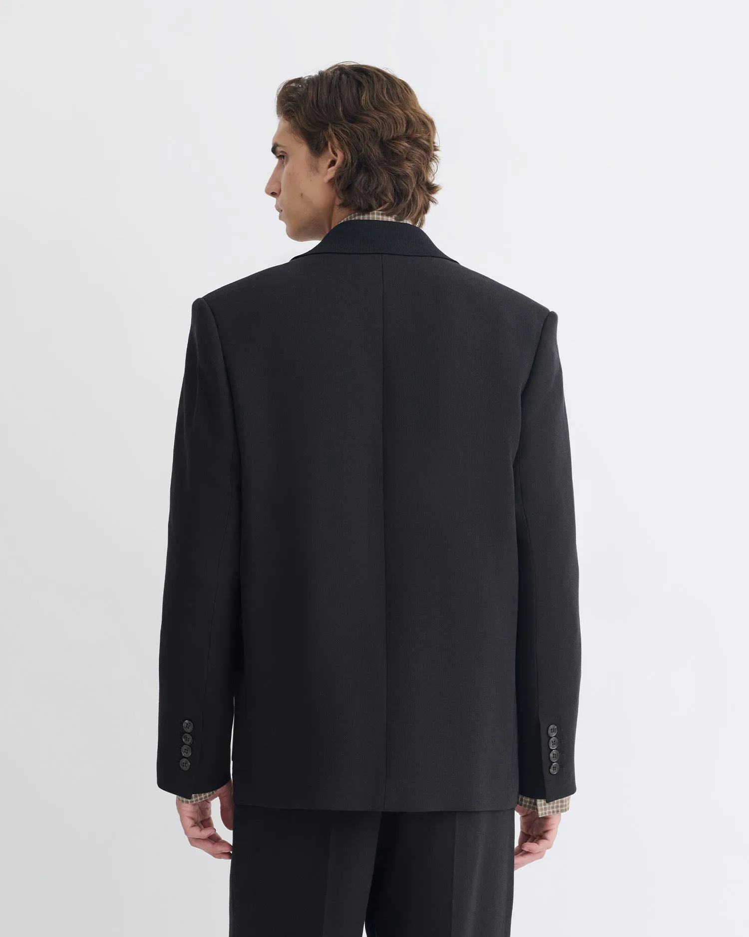 Anselm - Double-Breasted Crepe Twill Blazer - Black Iridescent kids' apparel