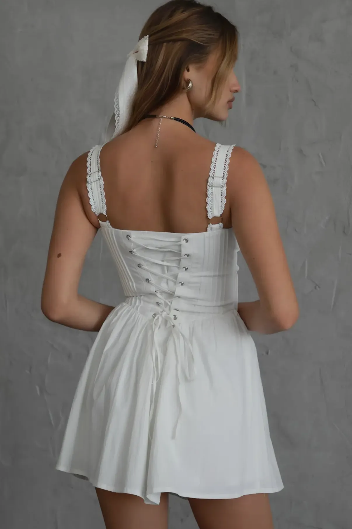 Breathable Ventilation Darcy Poplin Mini Dress- White