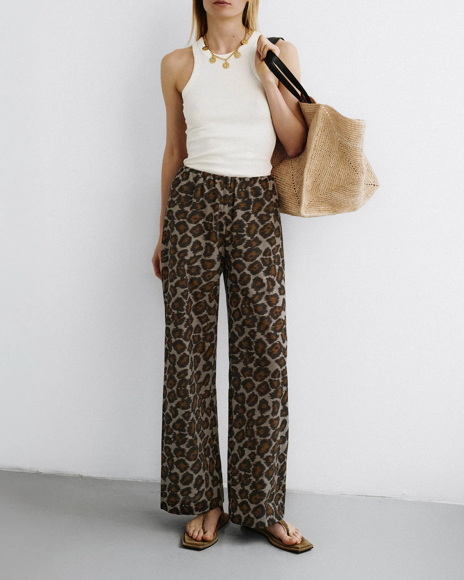 Seamless construction Brenda - Printed Cotton Voile Pants - Crayon Ocelot