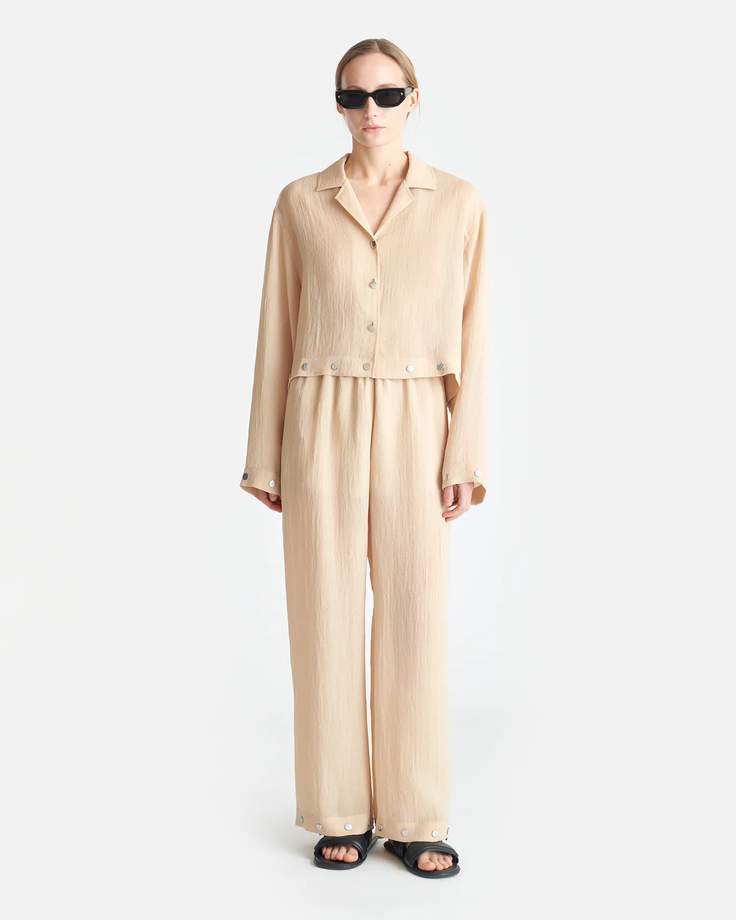 FlexibleKneePanels Brenda - Studded Gauze Pants - Wax