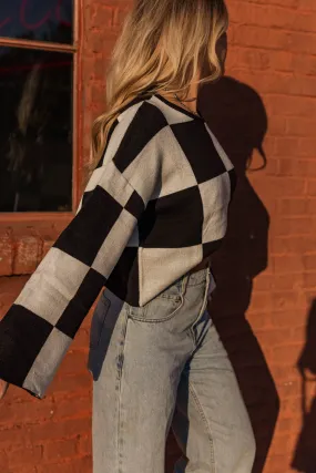 Brentwood Checkered Cropped Sweater- Black Reflective Safety Accents