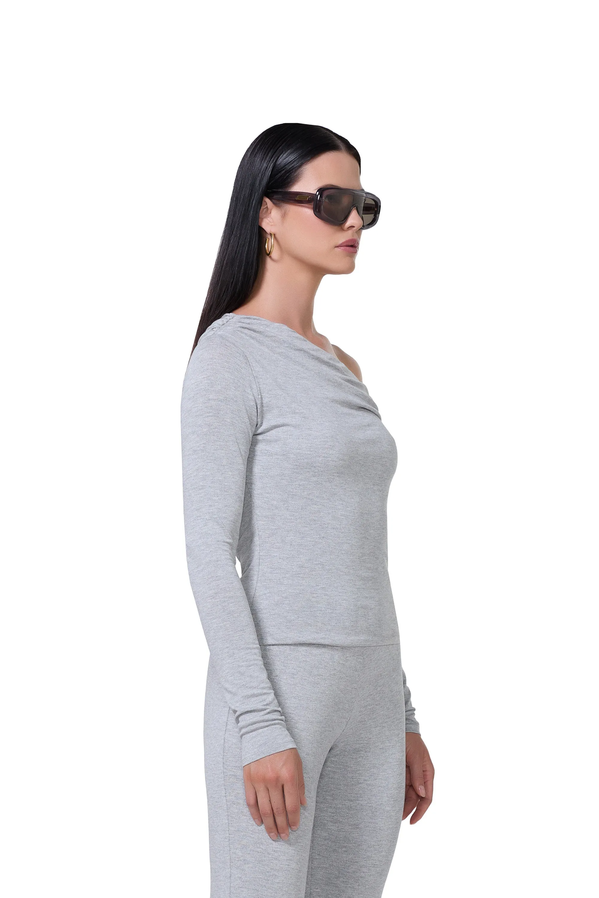 EcoFriendlyTexture Hidden Pocket Bria Top - Heather Grey