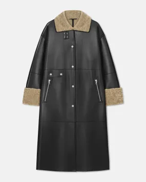 Wide-leg-look School environment Liesel - Bonded Shearling Coat - Cornstalk/Black