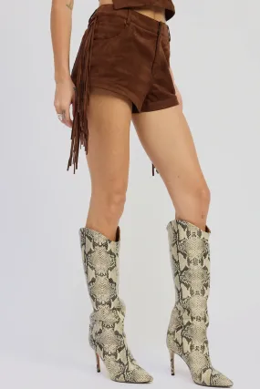 Retro design Bronco Suede Fringe Shorts