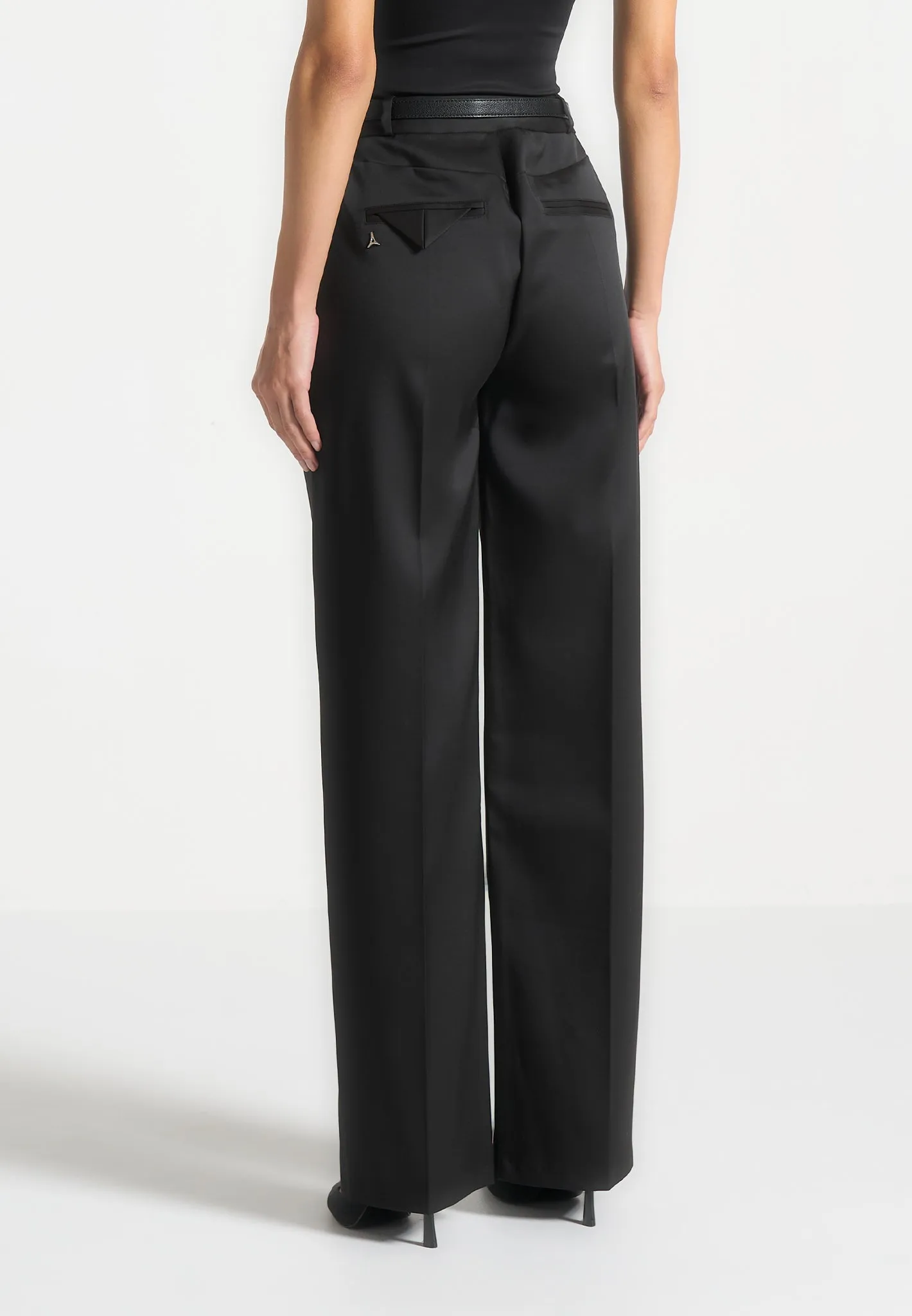 Elegant Layers Classic Layer Julie - Sateen Tailored Twin Pleat Trousers - Black