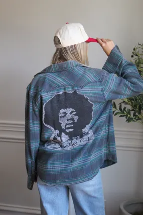 Jimi Hendrix Acid Wash Flannel LatticeKnit EcoFriendly Dye Process