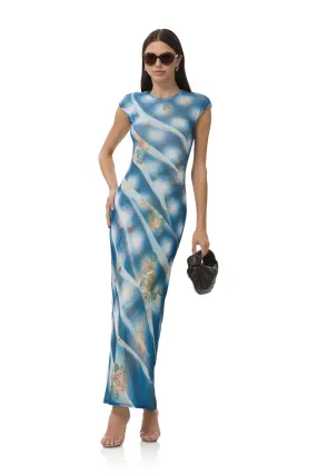 Cody Dress - Blue Floral Plaid Dew Glow Whimsical Mood