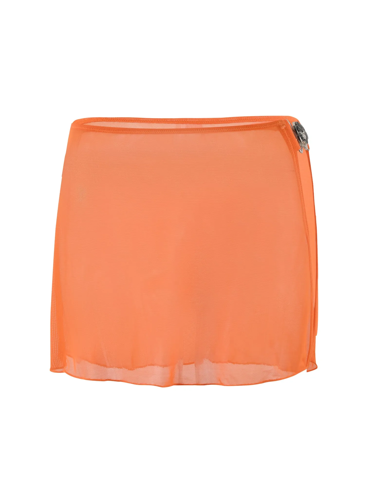 Low Profile Stitching Non Corrosive Hardware Components CYNTHIA MINI MESH SKIRT - ORANGE : BURNT ORANGE