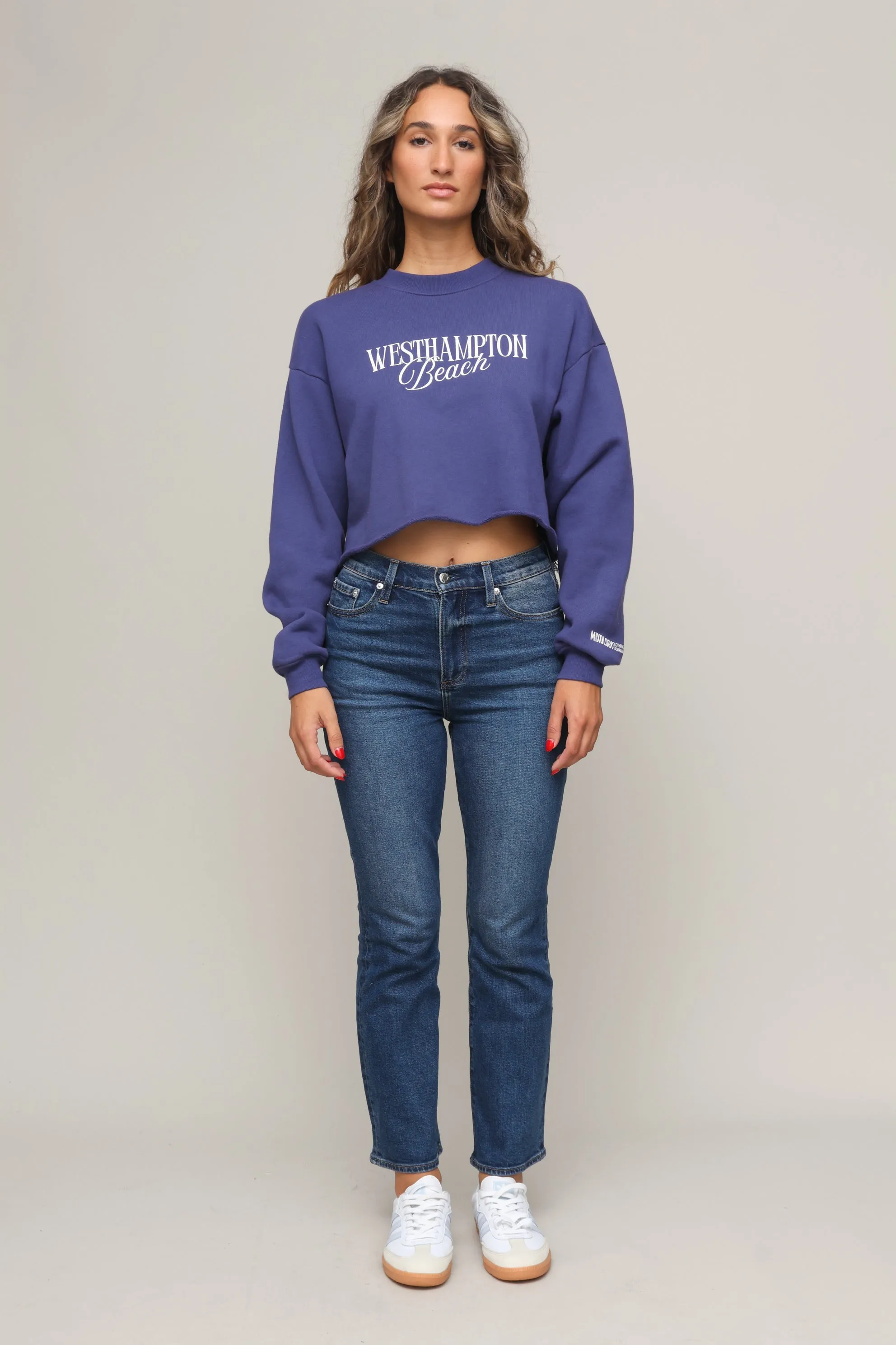 Friction Resistant Finish Westhampton Beach Cropped Crew Sweatshirt