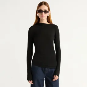 EcoFriendlyDye Vittoria Asymmetric-Neck Semi-Sheer Ruched Tee