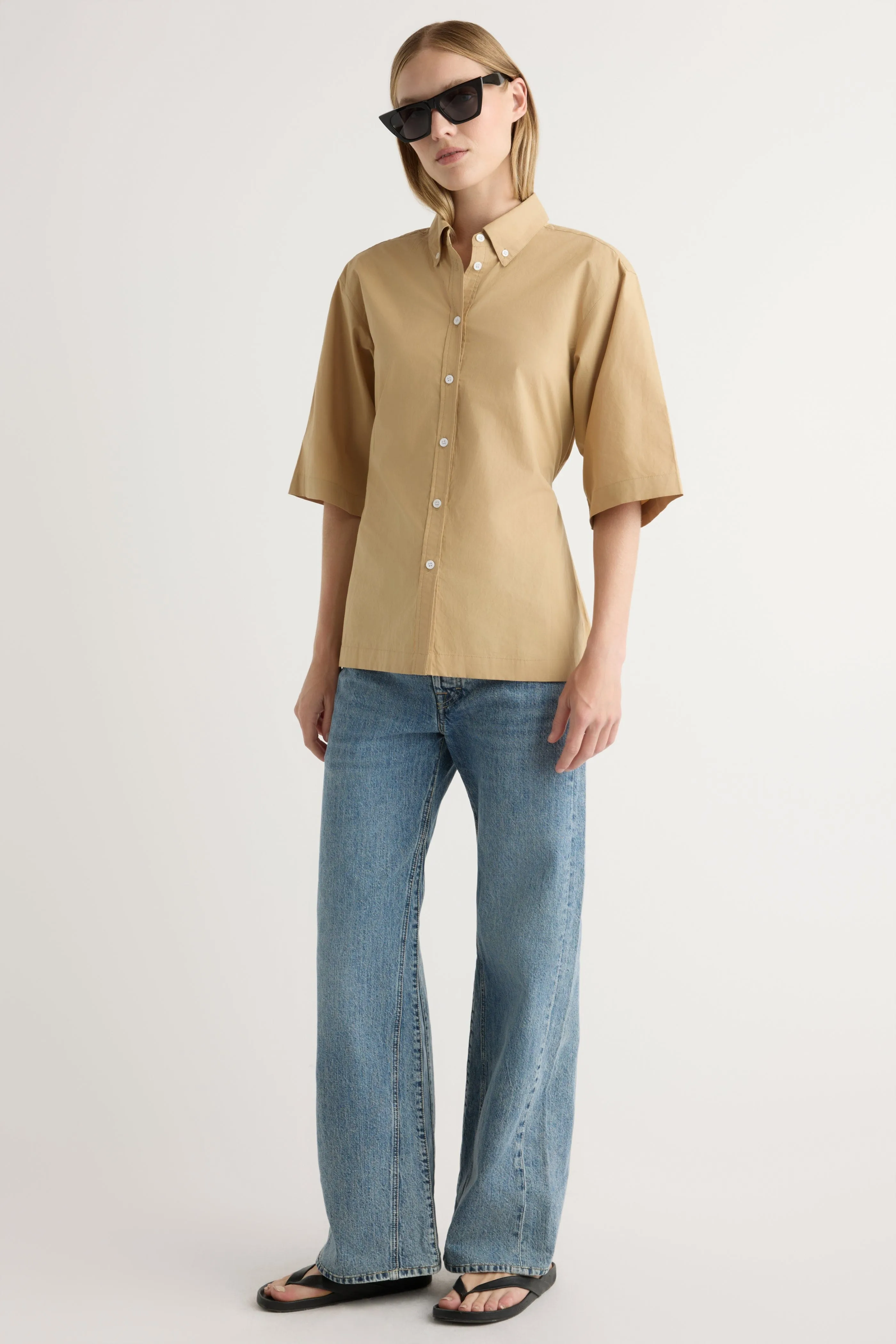 Calliope Cinch-Waist Tie-Back Shirt SeamlessSidePanels