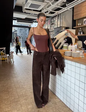 CAMELLIA PANT - CHOCOLATE SUEDE Trendy Style