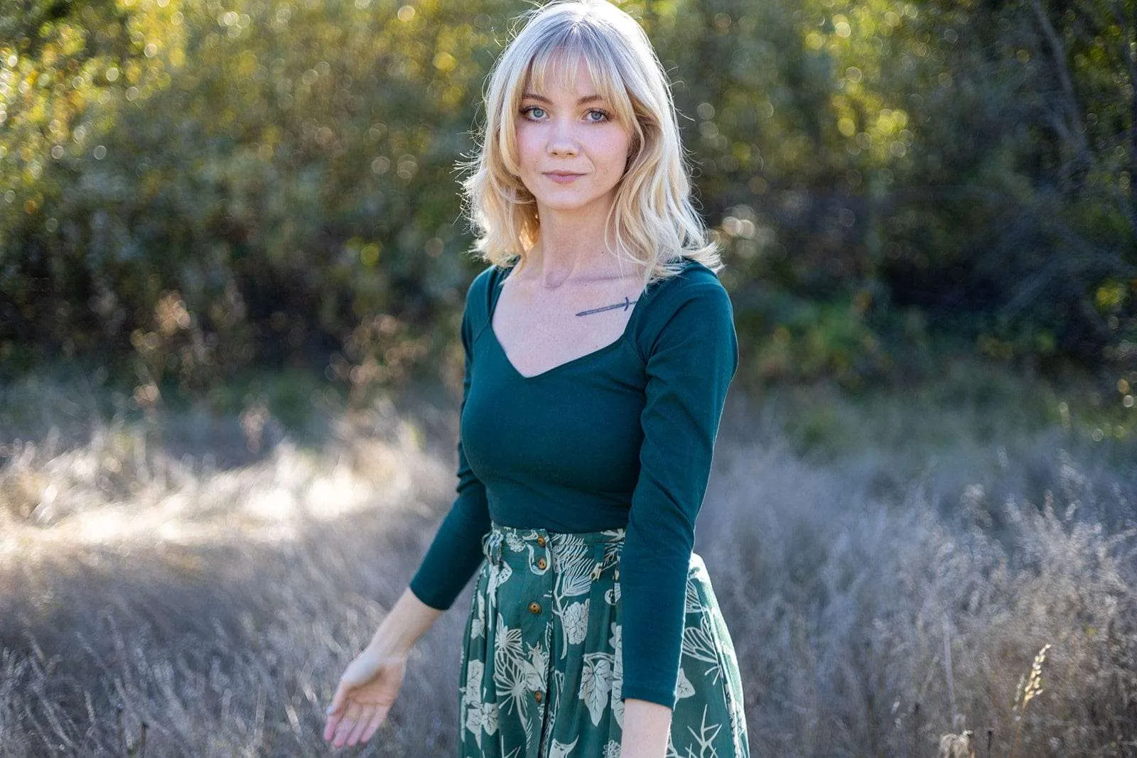 Perfect Warmth Winter Style Camille Top in Emerald Cotton Knit