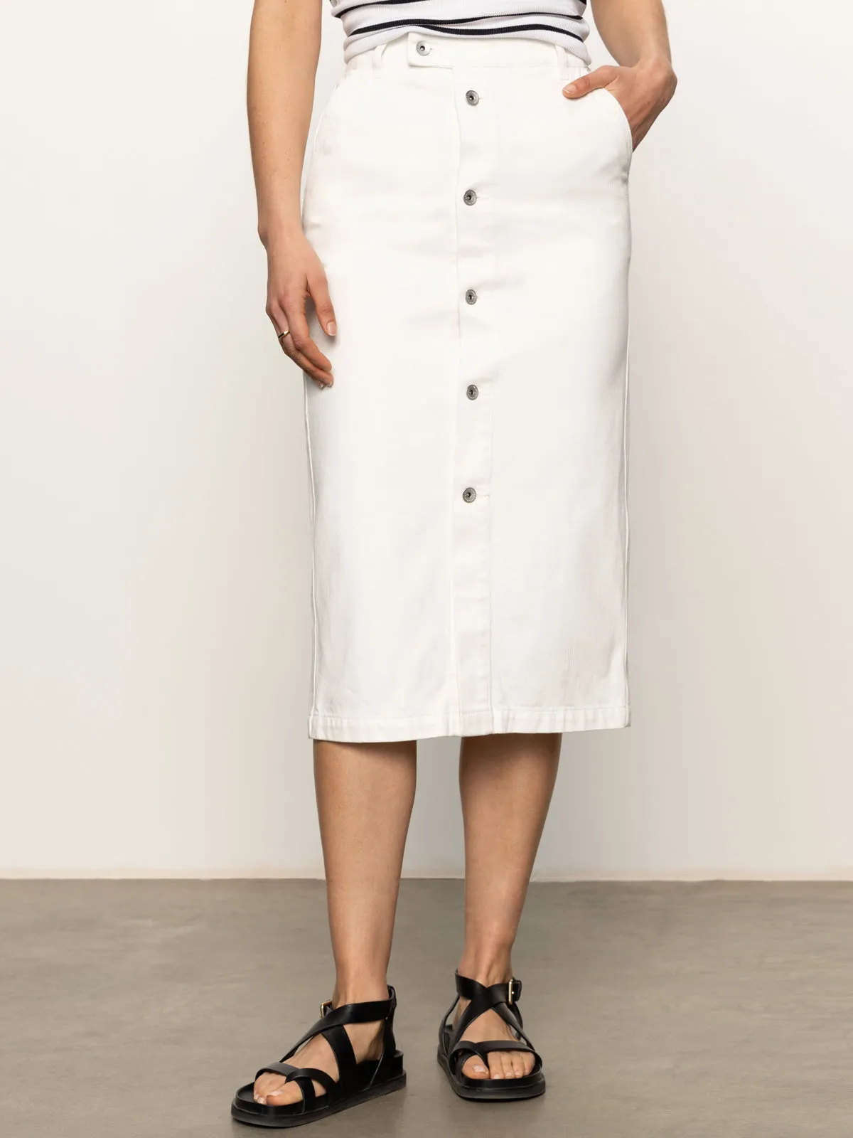 Carrier Denim Skirt Bleached White Cotton Rich Minimalist fashion