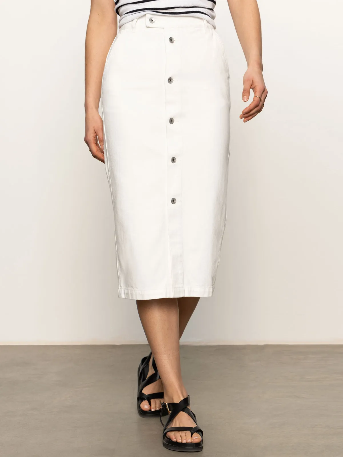 Carrier Denim Skirt Bleached White Packable Swim Travel Ready