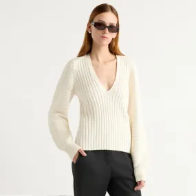 Sanne Ottoman-Knit V-Neck Sweater Versatile knitwear