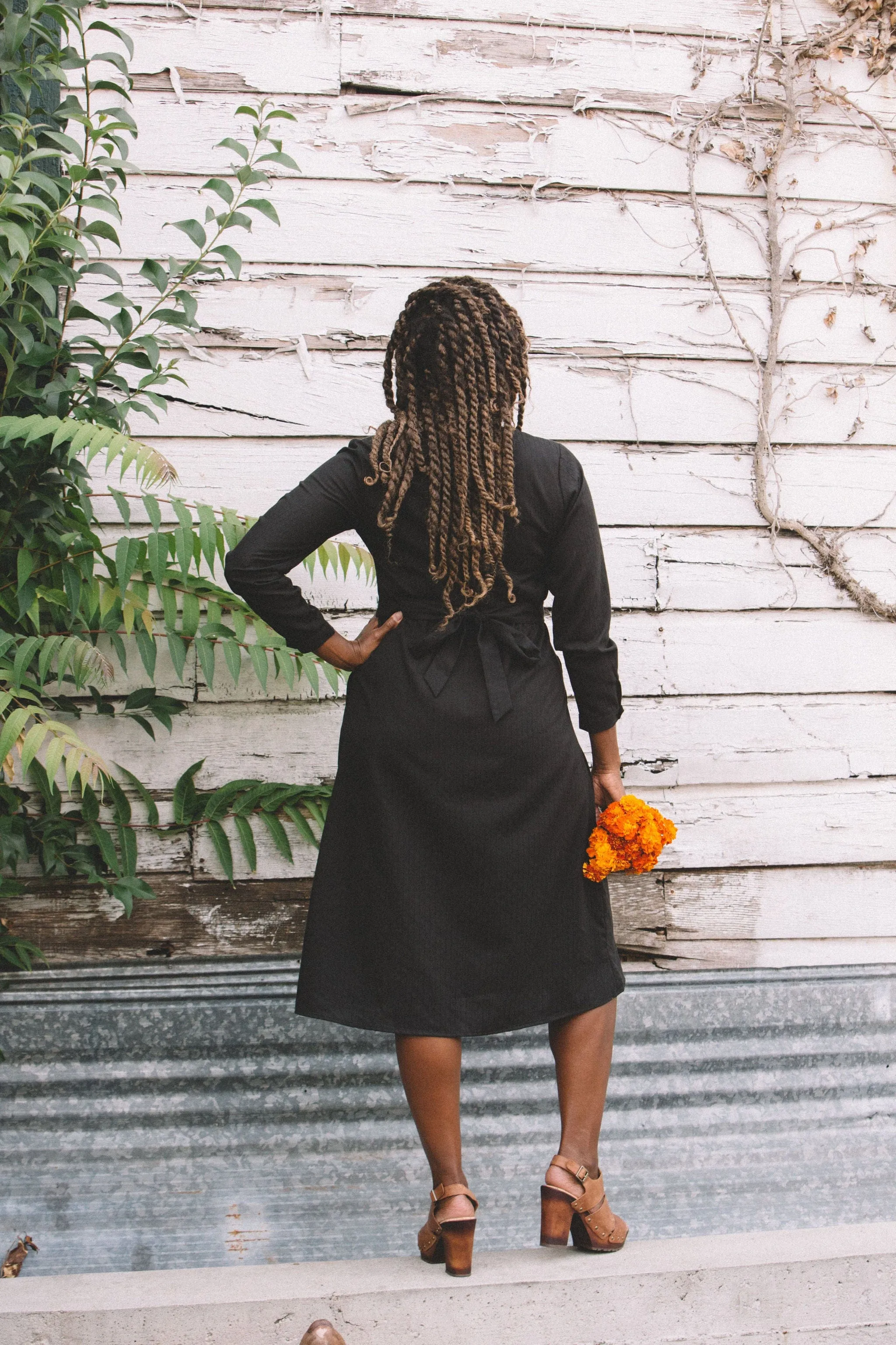 Vera Dress in Black Embroidery Sleek Volume Beadwork