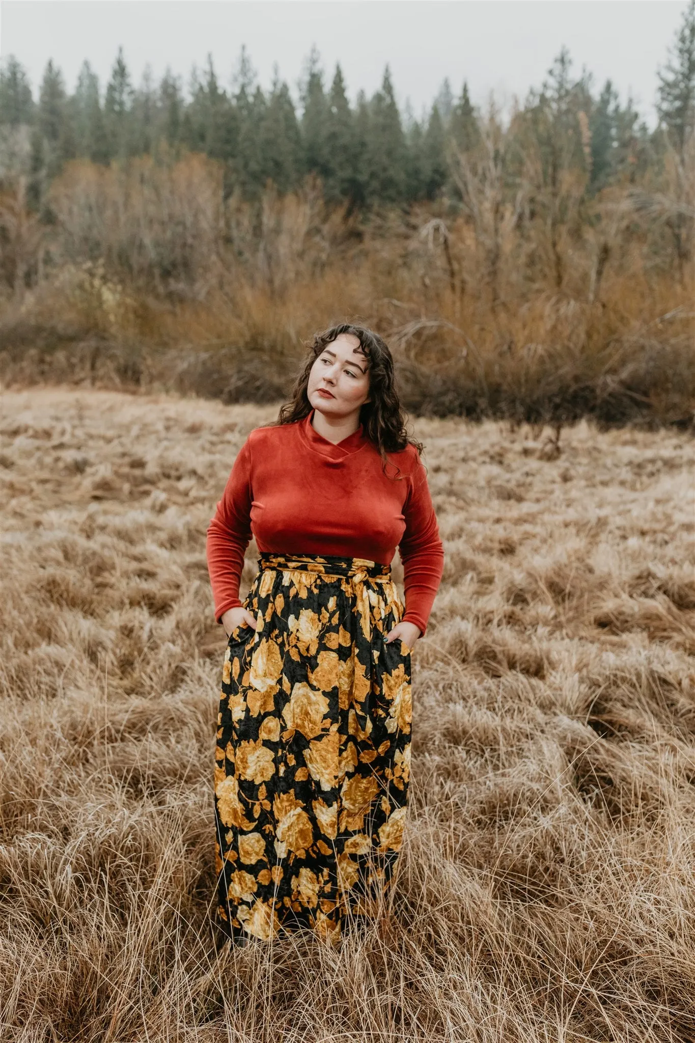 Mock Top in Brick Velvet Layered Style Wear