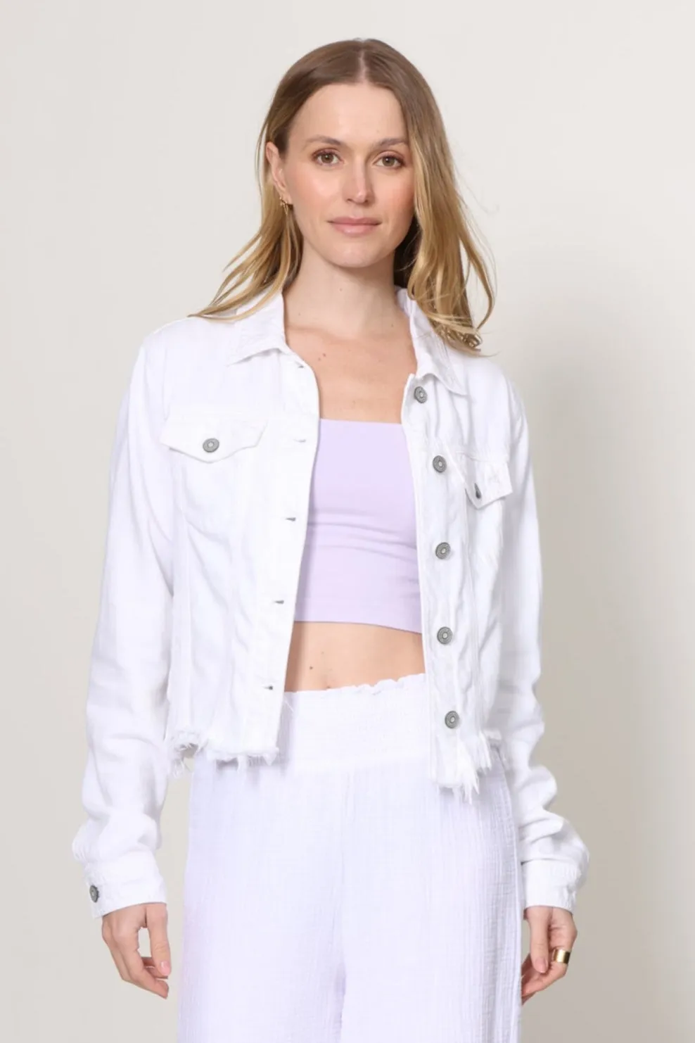 Casual Friday Versatile Cropped Fitted Jacket with Fray
