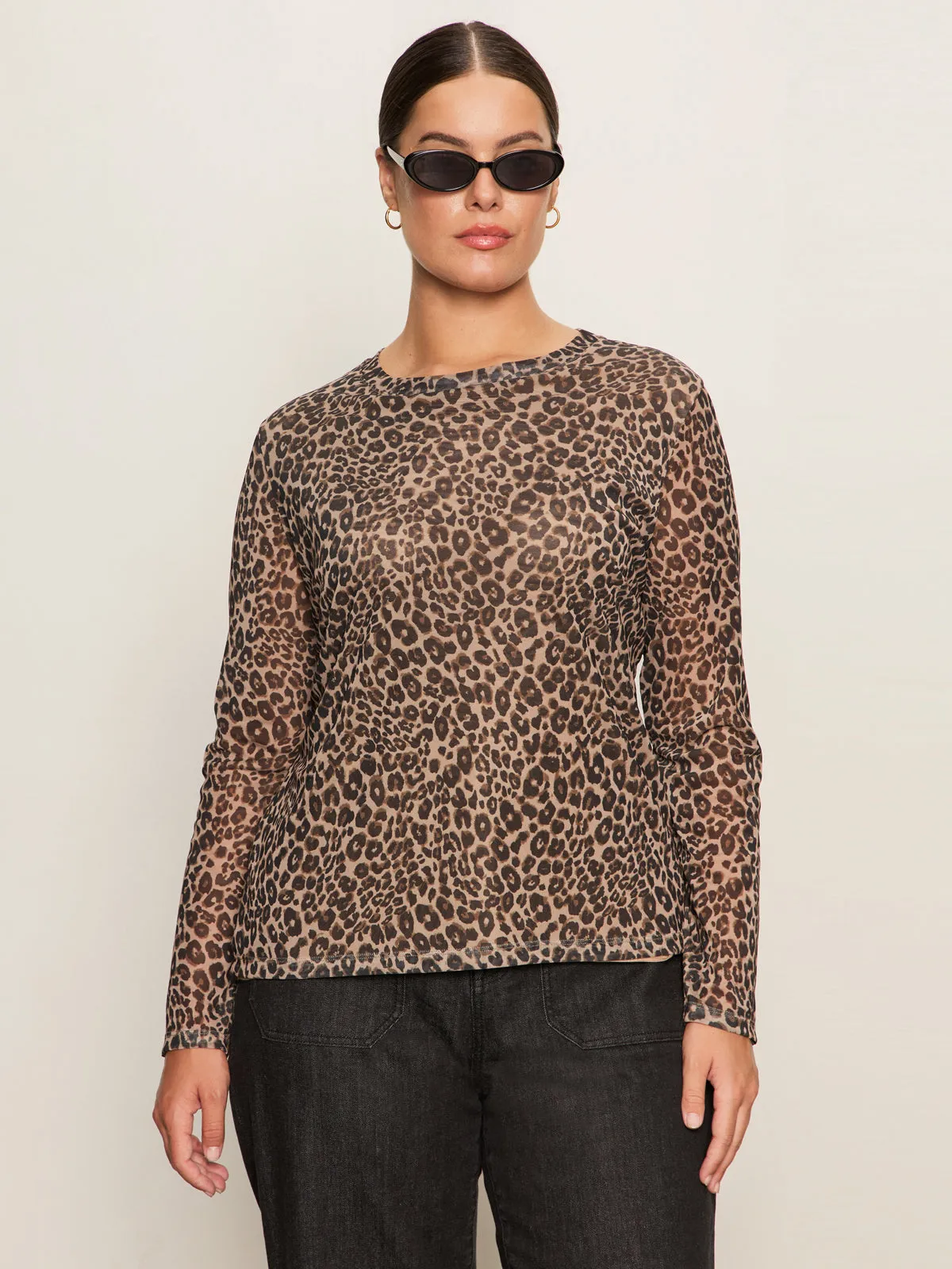 MinimalistSilhouette Long Sleeve Perfect Mesh Tee French Kitty Extended Sizing