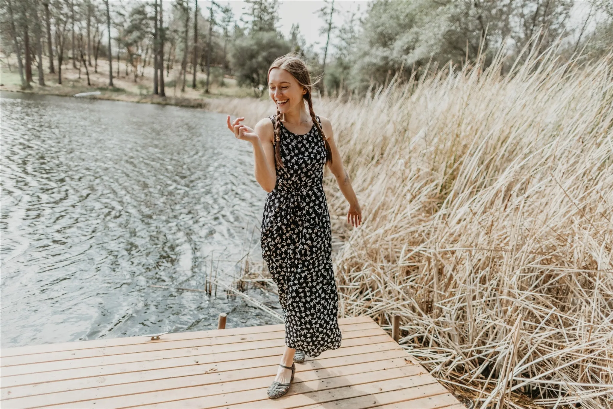 Cool Drape Rhiannon Dress in Black Rose Crepe