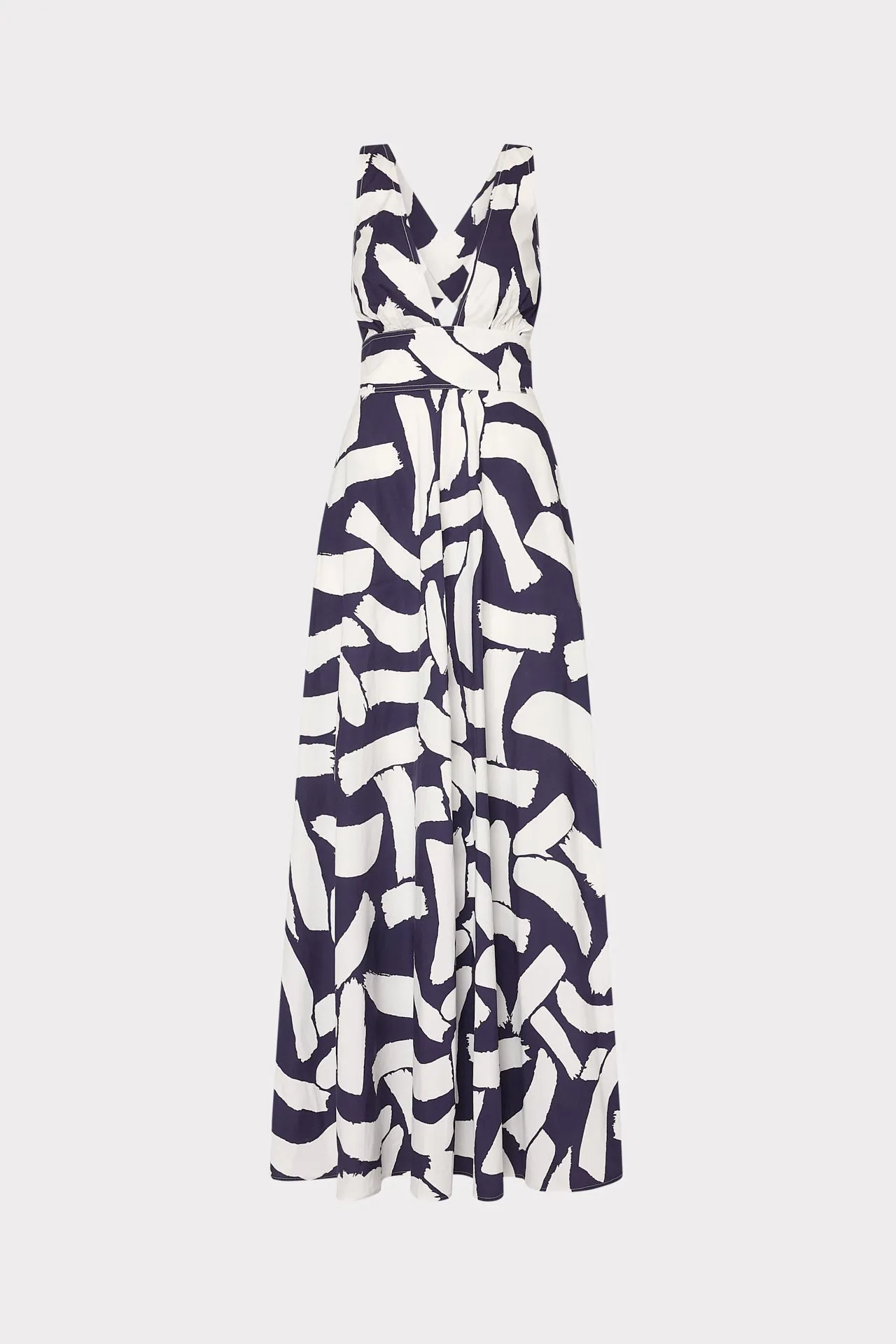 Double Layered Front Longline-Silhouette Catarina Graphic Brushstroke Maxi Dress