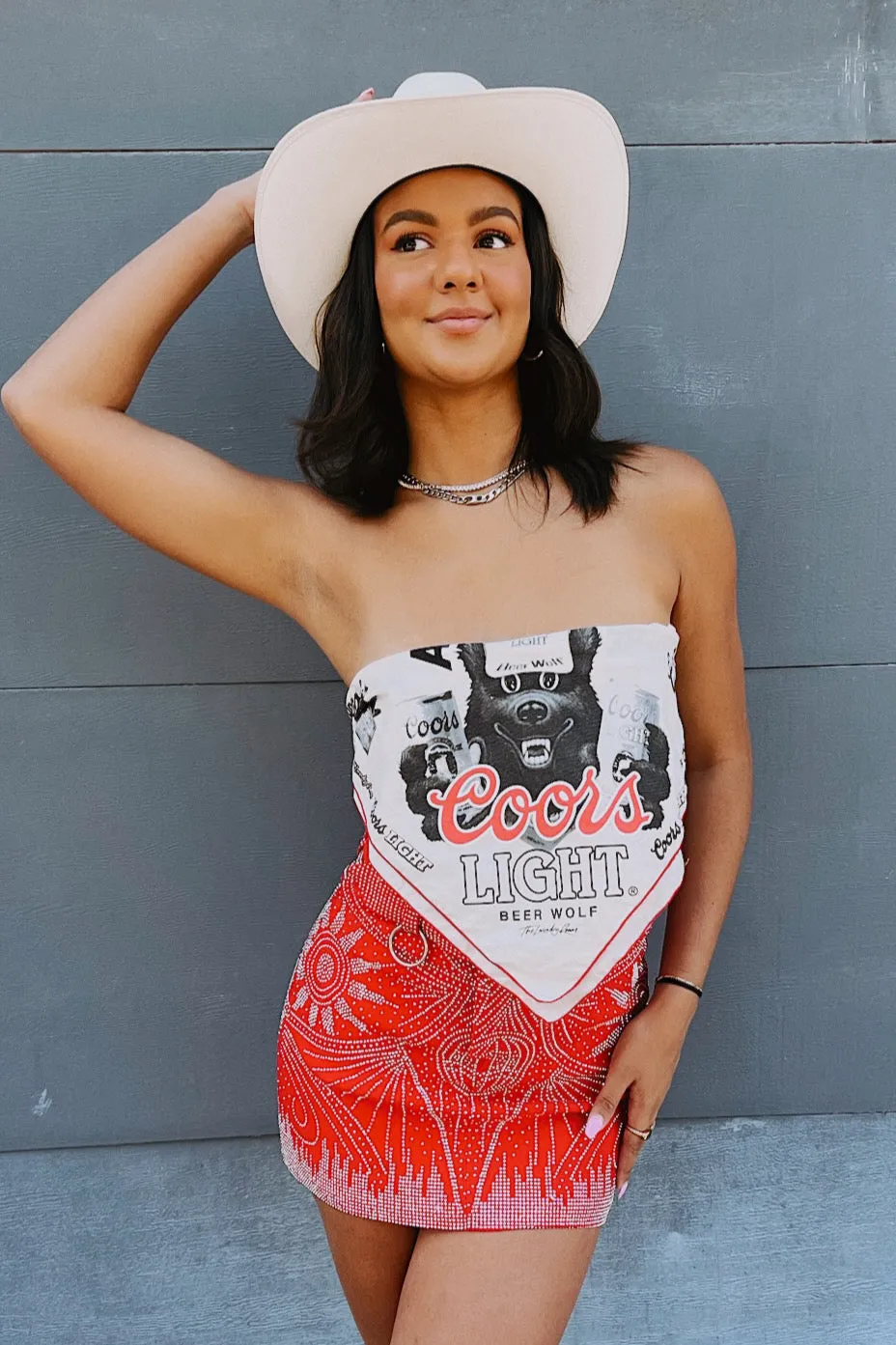 TaglessNecklineComfort She's All That Rhinestone Skirt - Red