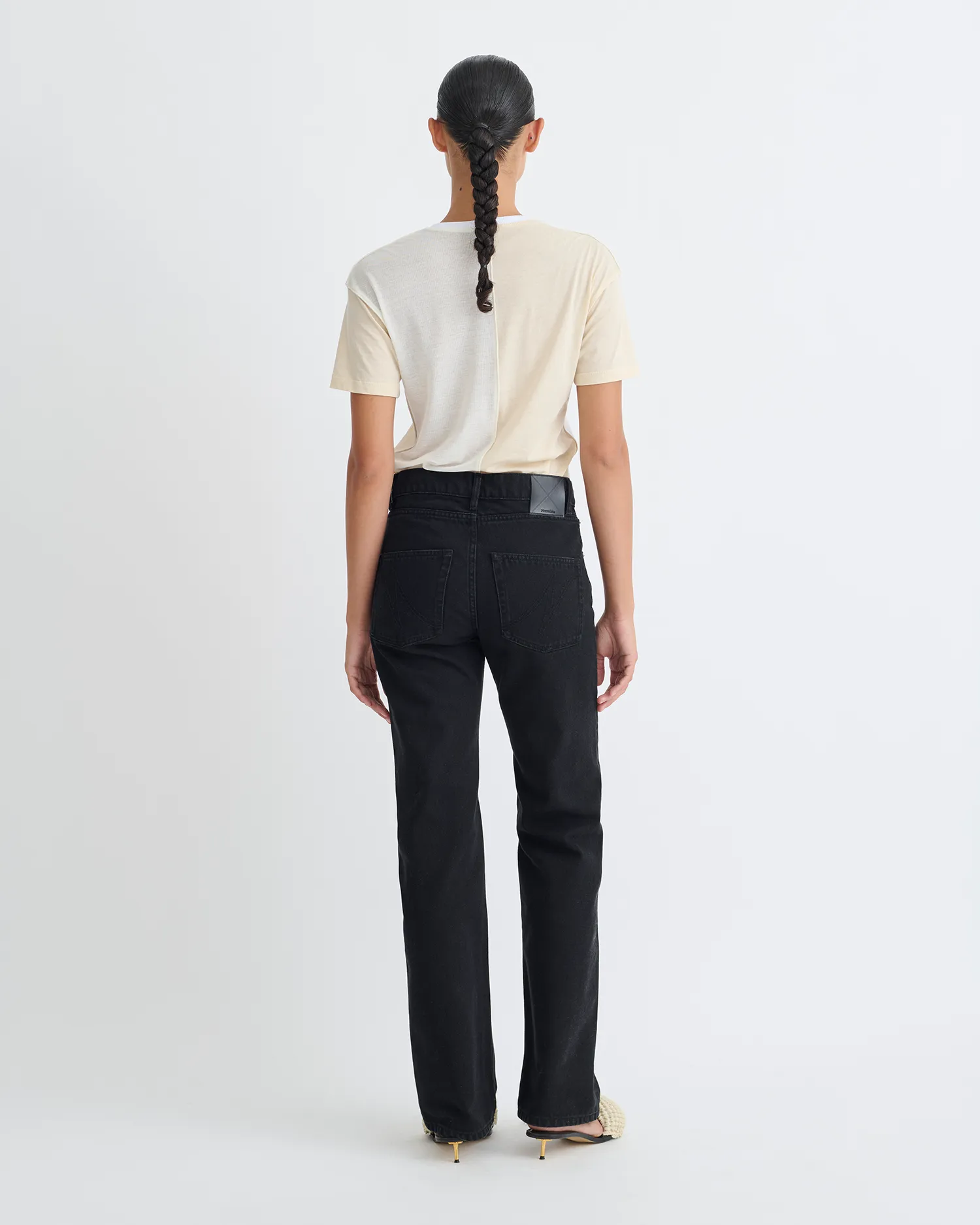 Hove - Color Blocked T-Shirt  - White/Eggshell RawHemDetail DoubleLayeredFabric