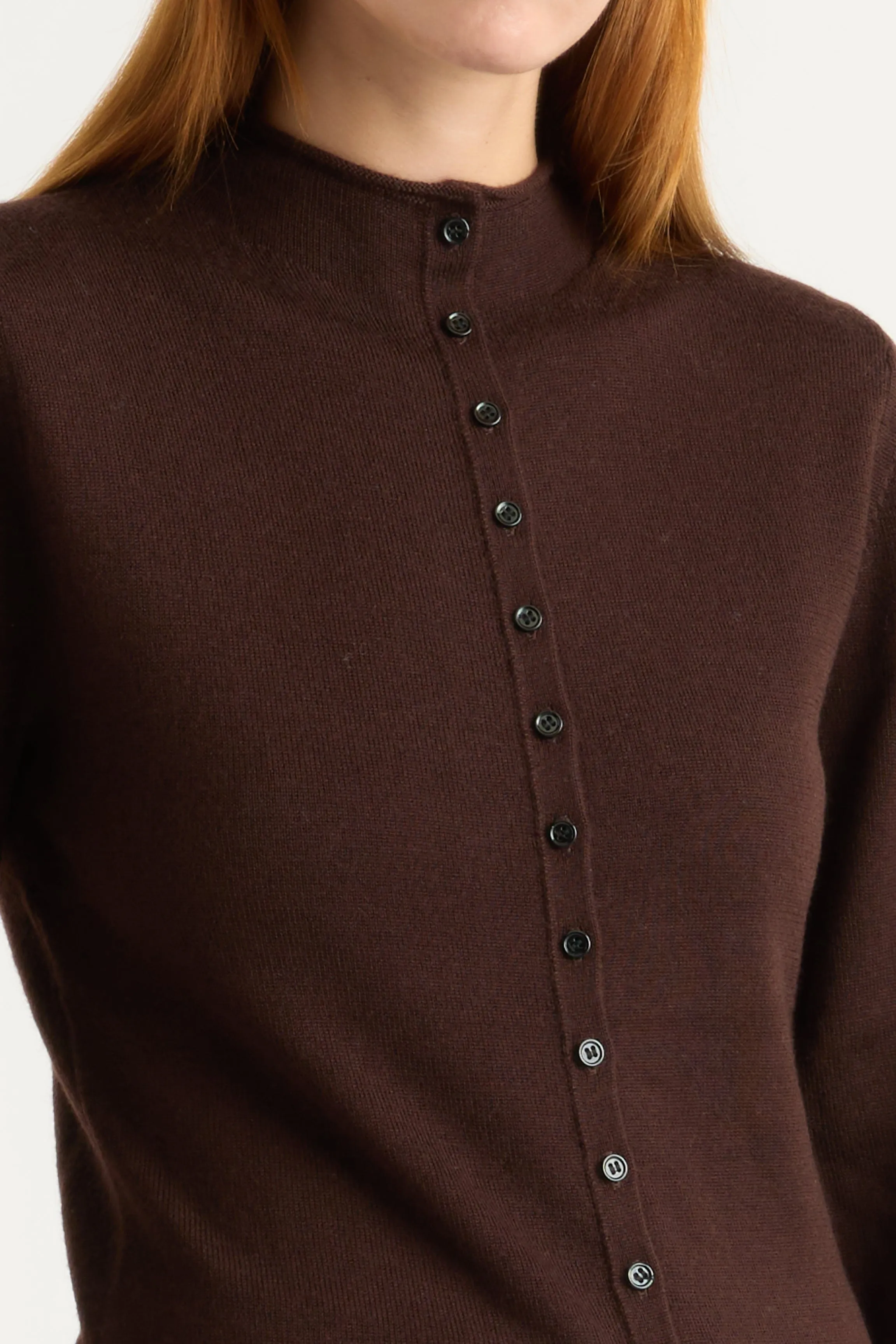 Moisture Wicking Fibers Trendy Warmth Charlene Wool Button Mock-Neck Sweater