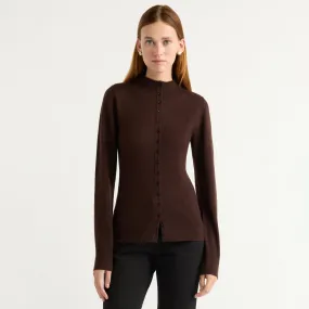 Fashion staples Simple Knitwear Charlene Wool Button Mock-Neck Sweater